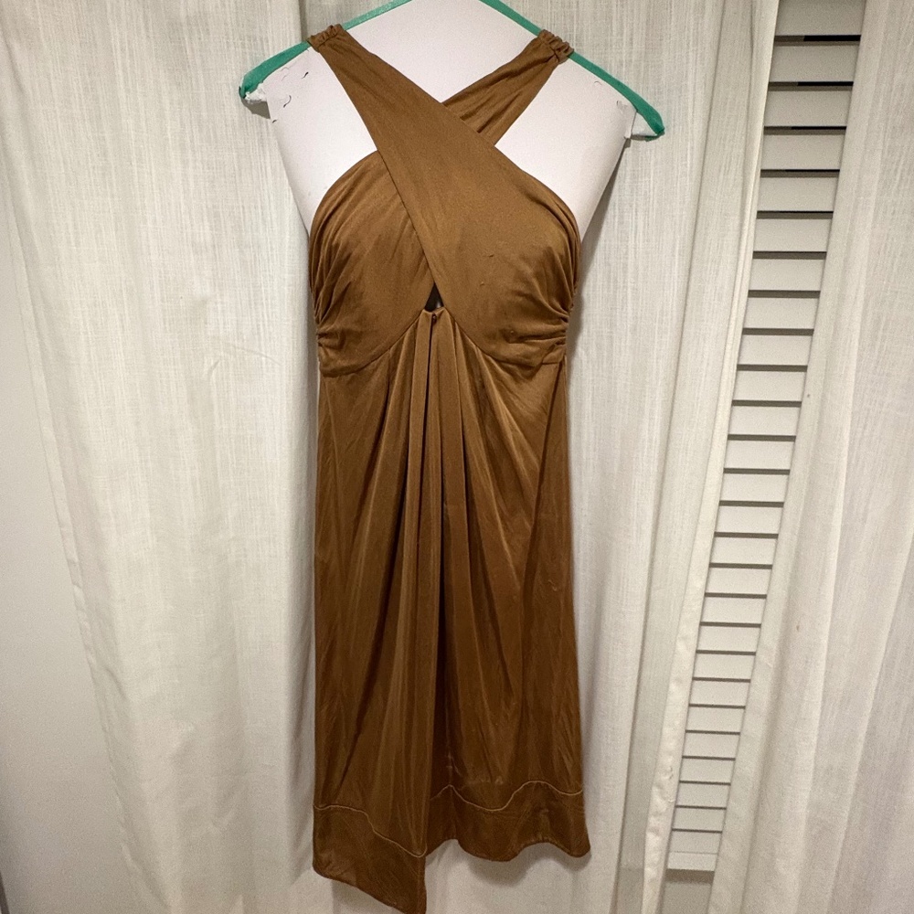 DVF brown/bronze halter dress